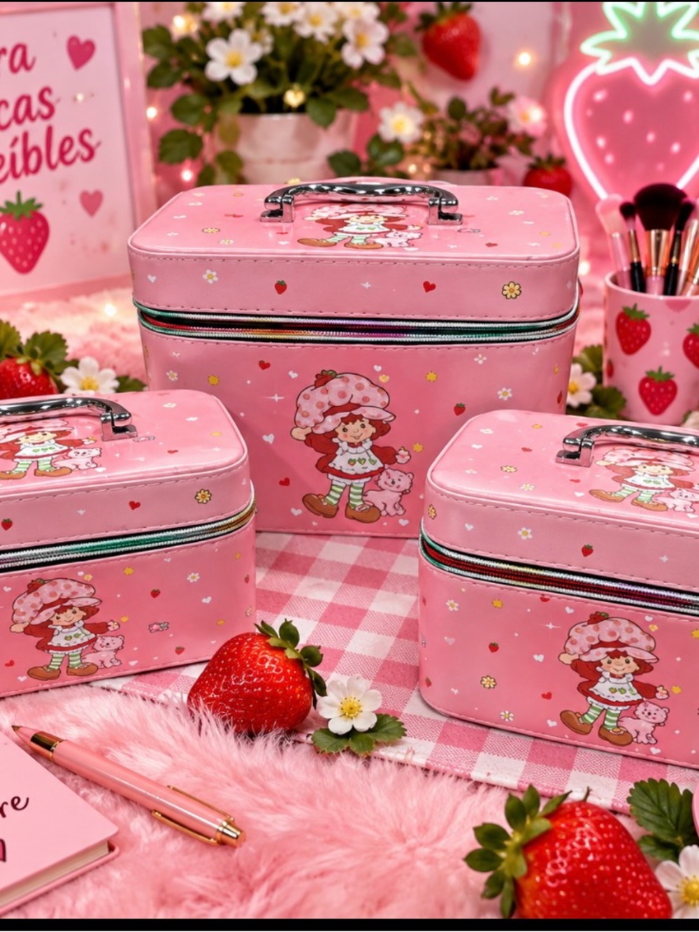 Pink Kids Train Case - Cute Pink Storage Bag